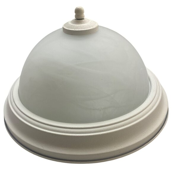 White Frosted Glass Ceiling Light Fixture With Metal Base - Picture 1 of 10